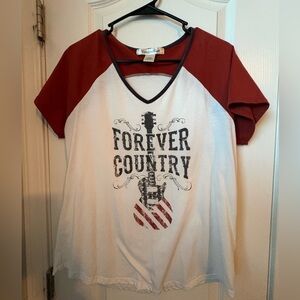 Forever Country Graphic Tee - Burgundy and White